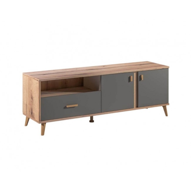 Έπιπλο τηλεόρασης "PORTO" σε χρώμα artisan/γκρι 154.2x40x54.6