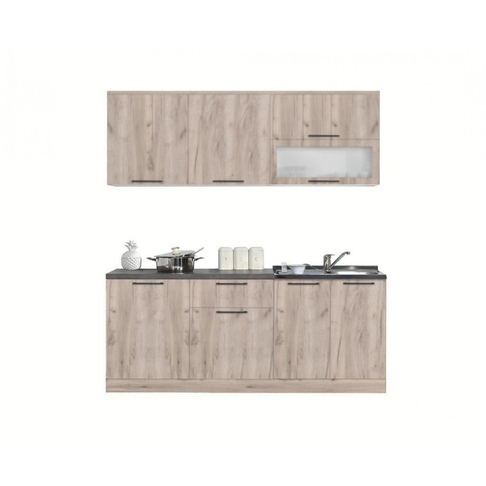 Σύνθεση κουζίνας "COMFORT" σε χρώμα γκρι δρυς 200x57x85