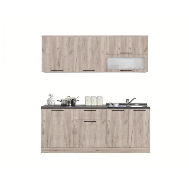 Σύνθεση κουζίνας "COMFORT" σε χρώμα γκρι δρυς 200x57x85