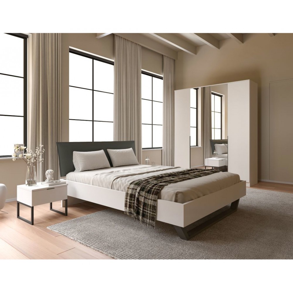 Κρεβάτι διπλό "DREAM" σε χρώμα artisan/γκρι 160x200