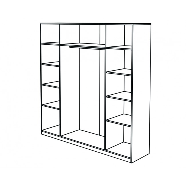 Ντουλάπα τετράφυλλη "DELUXE 4V" ανοιγόμενη σε χρώμα καρυδί/κασμίρ 220x53x220