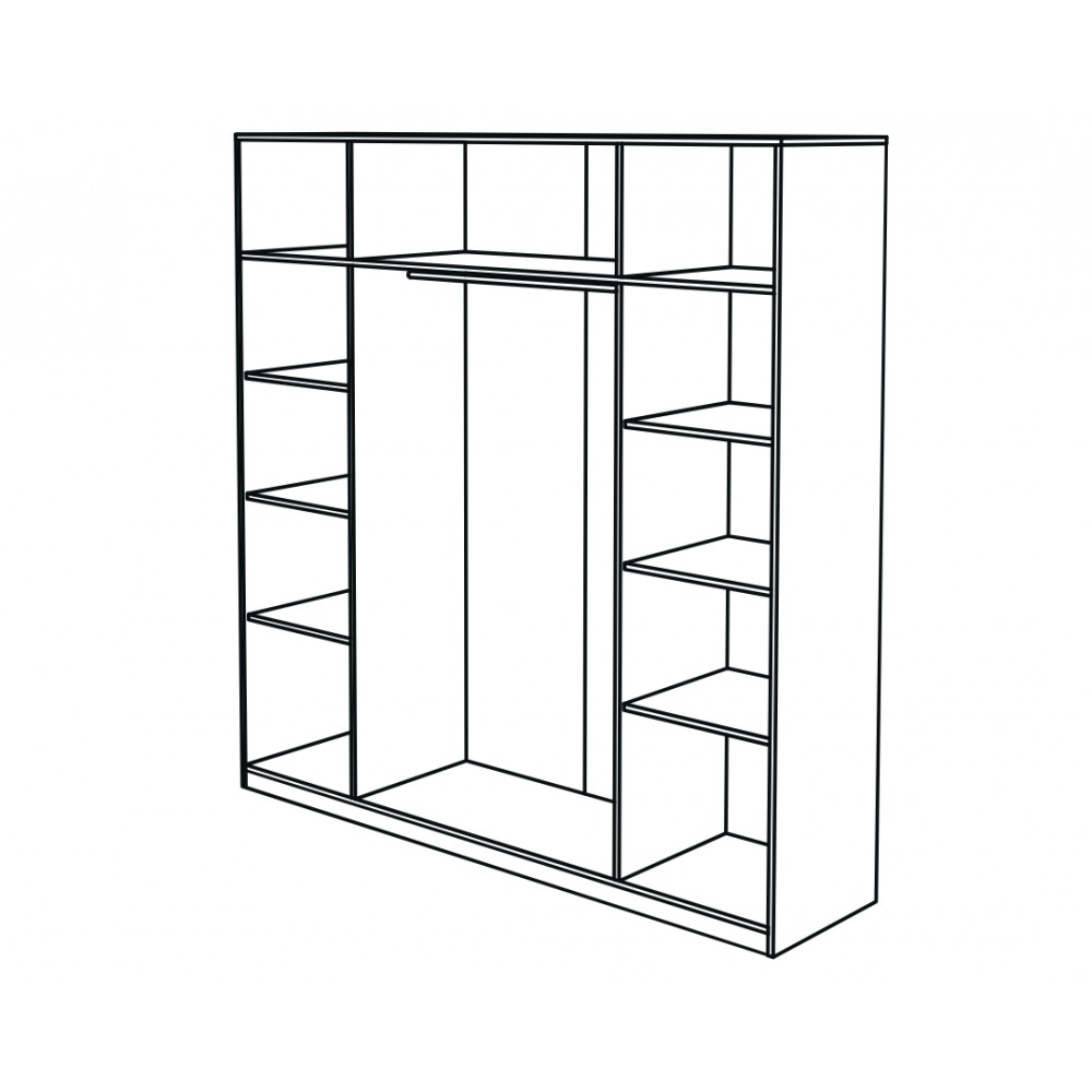 Ντουλάπα τετράφυλλη "DELUXE 4V" ανοιγόμενη σε χρώμα κανέλα/κασμίρ 220x53x220