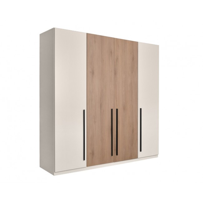 Ντουλάπα τετράφυλλη "DELUXE 4V" ανοιγόμενη σε χρώμα κανέλα/κασμίρ 220x53x220