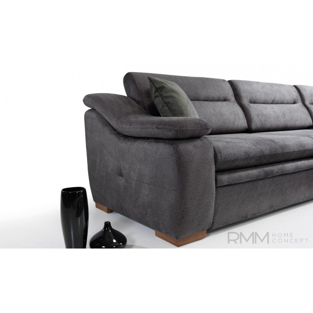 Καναπές-κρεβάτι γωνιακός "DIDIM" από ύφασμα σε γκρι χρώμα 300x205x80