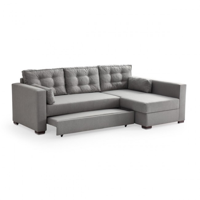 Καναπές-κρεβάτι γωνιακός "BEST" από ύφασμα σε γκρι χρώμα 245x153x74