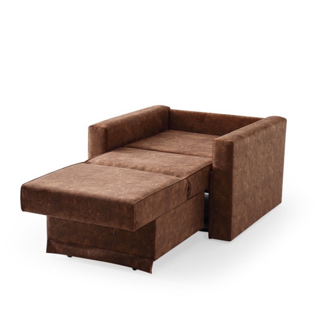 Πολυθρόνα-κρεβάτι "JOY" από ύφασμα σε καφέ χρώμα 72x110x92