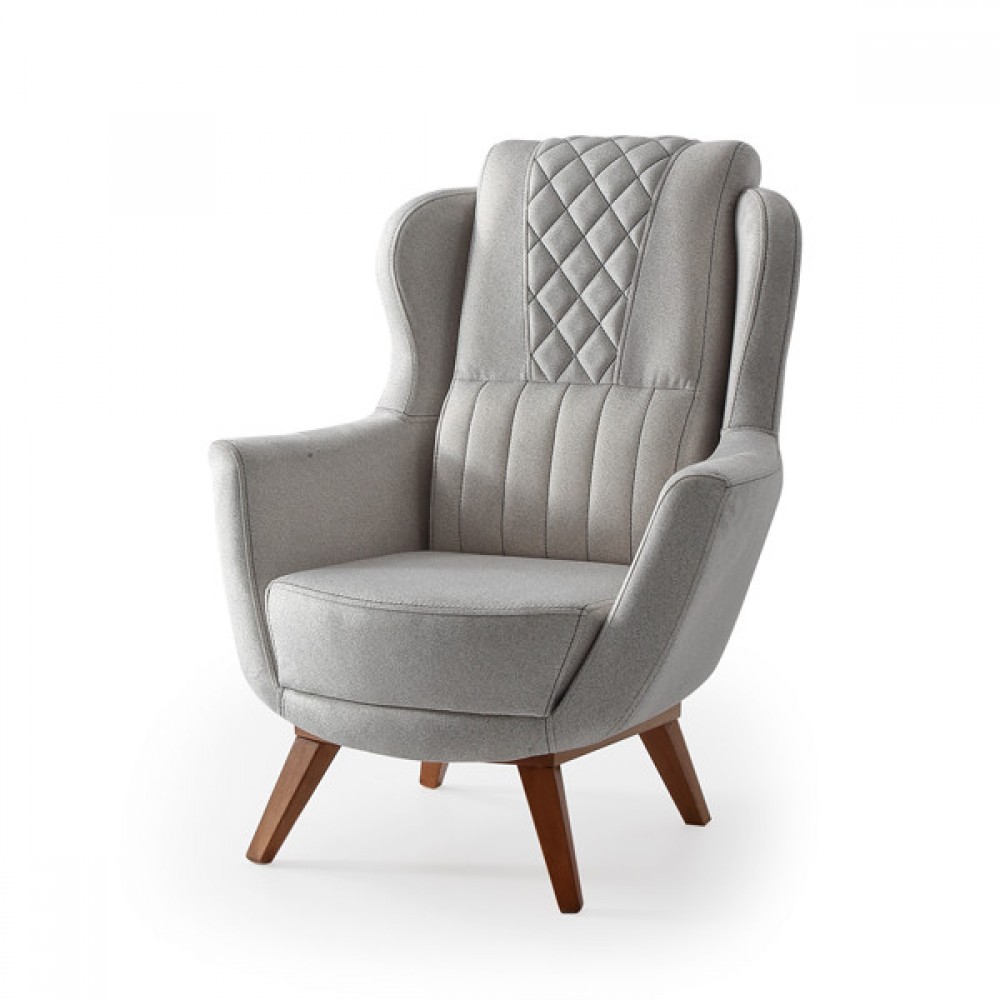 Πολυθρόνα "PARKO" από ύφασμα σε λευκό του πάγου/γκρι χρώμα 83x86x103