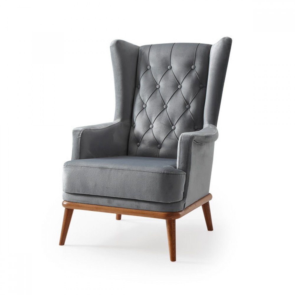 Πολυθρόνα "JULIETA" από ύφασμα σε γκρι χρώμα 76x88x103