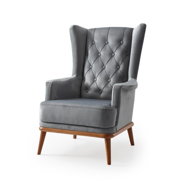 Πολυθρόνα "JULIETA" από ύφασμα σε γκρι χρώμα 76x88x103