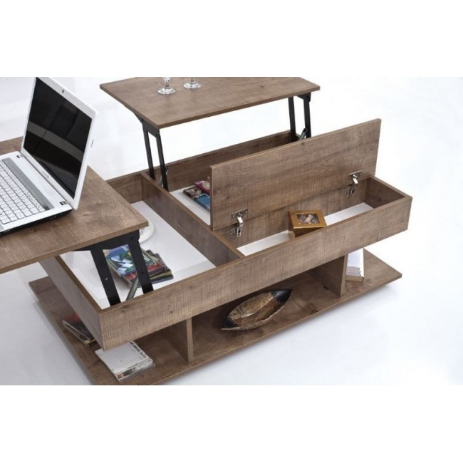 Τραπέζι σαλονιού "POLY" πολυμορφικό σε καρυδί χρώμα 112x71x40