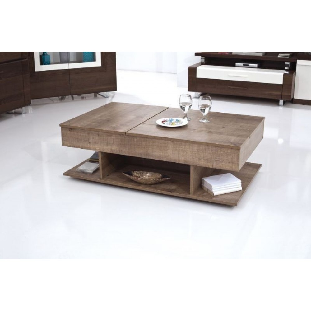 Τραπέζι σαλονιού "POLY" πολυμορφικό σε καρυδί χρώμα 112x71x40