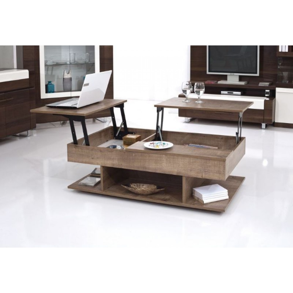 Τραπέζι σαλονιού "POLY" πολυμορφικό σε καρυδί χρώμα 112x71x40