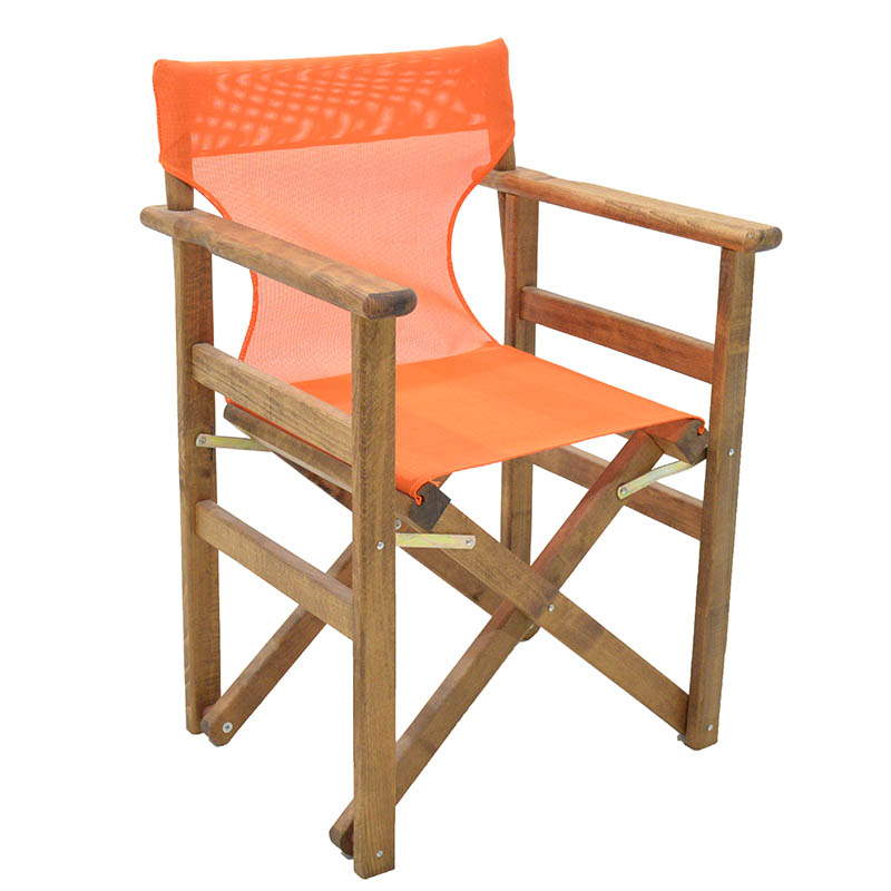 Πολυθρόνα σκηνοθέτη “SUNSET” από ξύλο/ύφασμα σε χρώμα καρυδί/πορτοκαλί 60x51x86