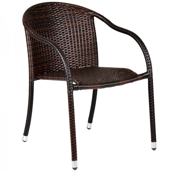 Πολυθρόνα «MONICA» αλουμινίου με πλέξη wicker σε χρώμα cappuccino 56x68x84