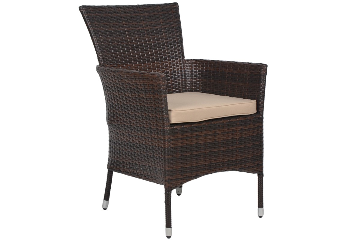 Πολυθρόνα «MAROCCO» wicker κήπου μεταλλική σε χρώμα cappuccino 63x62x86