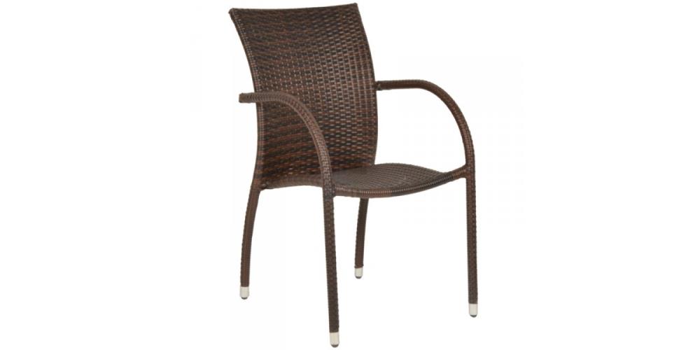 Πολυθρόνα «ALICE» αλουμινίου-wicker σε χρώμα cappuccino 55x60x88