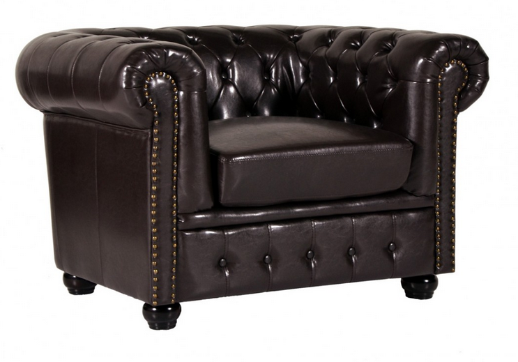 Πολυθρόνα τ.chesterfield σε σκούρο καφέ 110x90x73