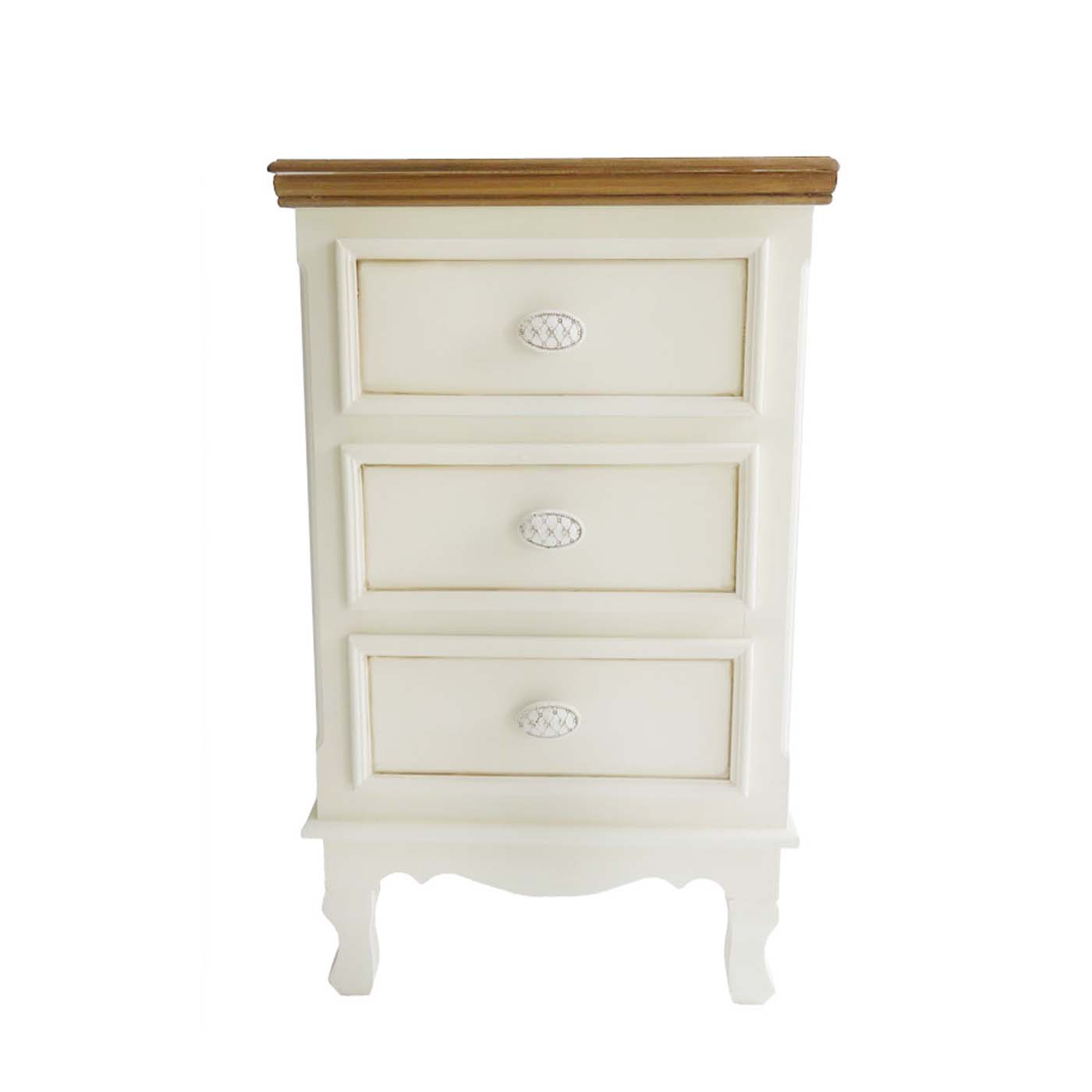 Κομοδίνο «ROMANTIC» σε χρώμα de cape, με καφέ επιφάνεια 41x34x68