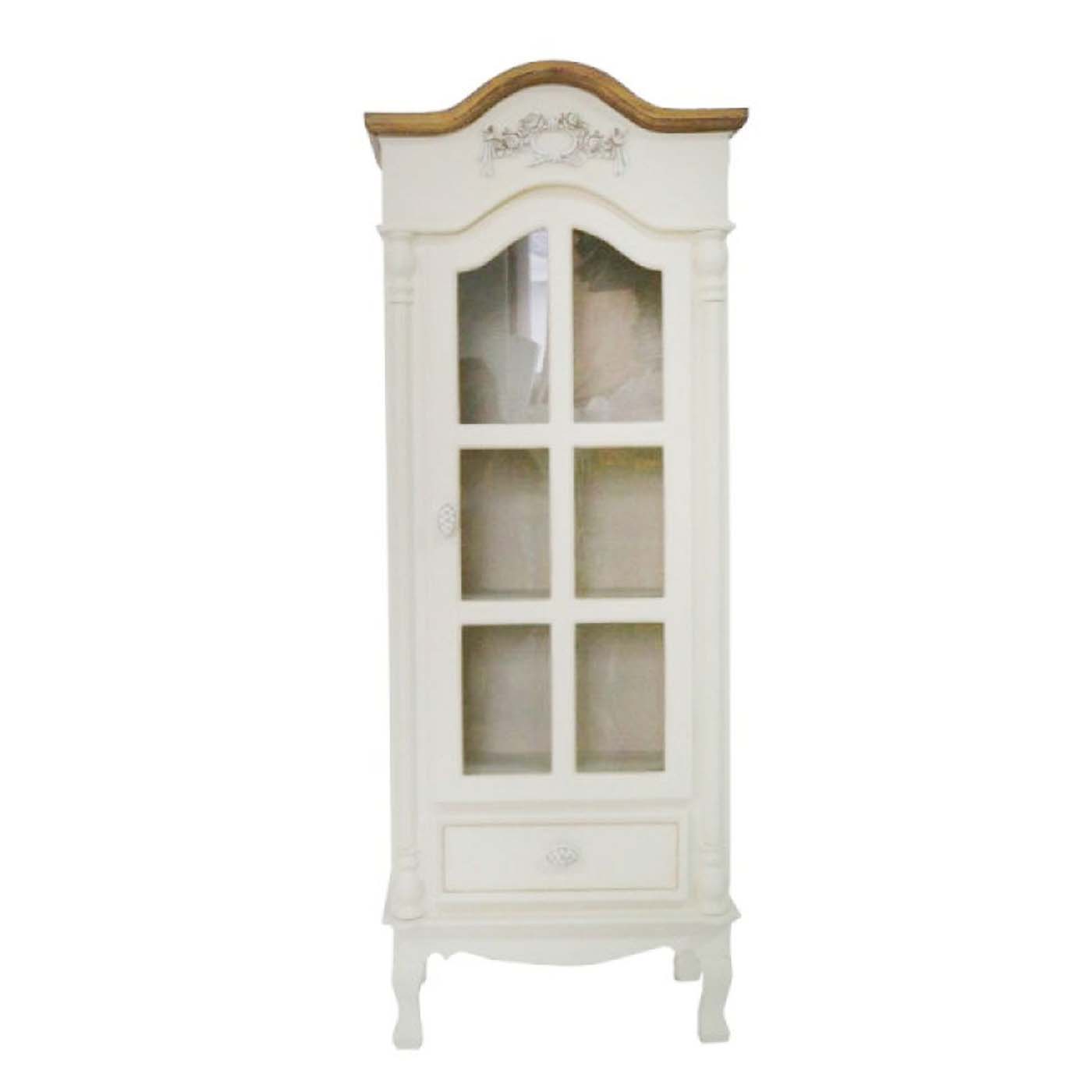 Βιτρίνα “ROMANTIC” σε χρώμα de cape, με καφέ επιφάνεια 55x35x146