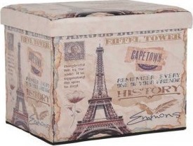 Σκαμπώ πτυσσόμενο “PARIS” από τεχνόδερμα με σχέδιο 52x41x42