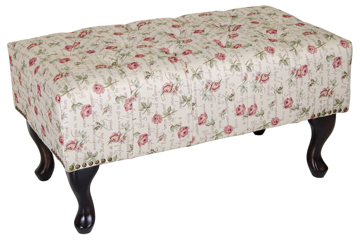 Σκαμπώ-υποπόδιο «FLOWER» τ. chesterfield σε χρώμα μπεζ 70x44x42