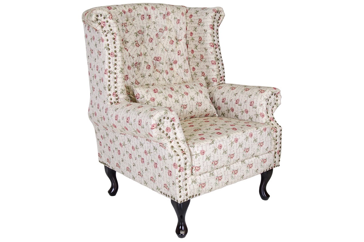 Πολυθρόνα «FLOWERS» τ.chesterfield σε χρώμα μπεζ 83x75x107
