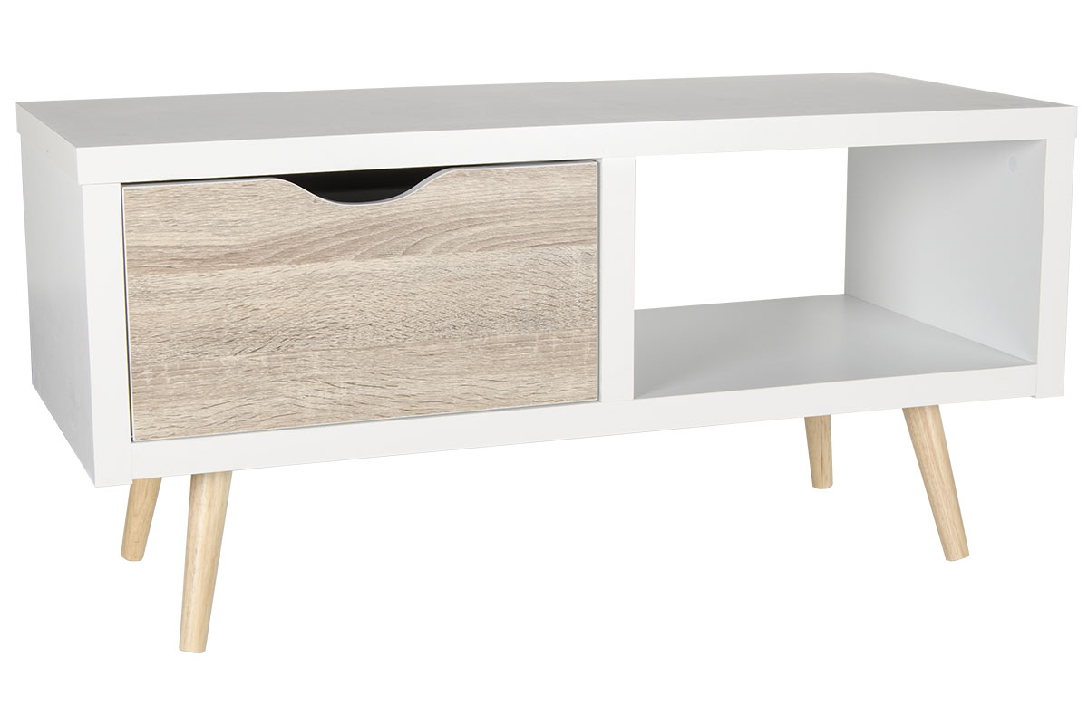 Έπιπλο TV «EARTH» με 1 συρτάρι σε λευκό χρώμα 90x39x43,5