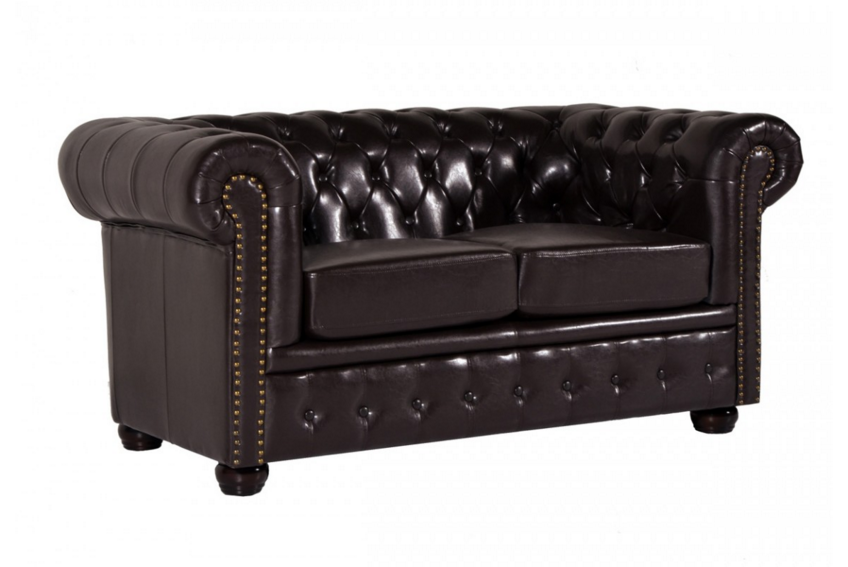 Καναπές διθέσιος τ.chesterfield σε σκούρο καφέ χρώμα 155x90x73