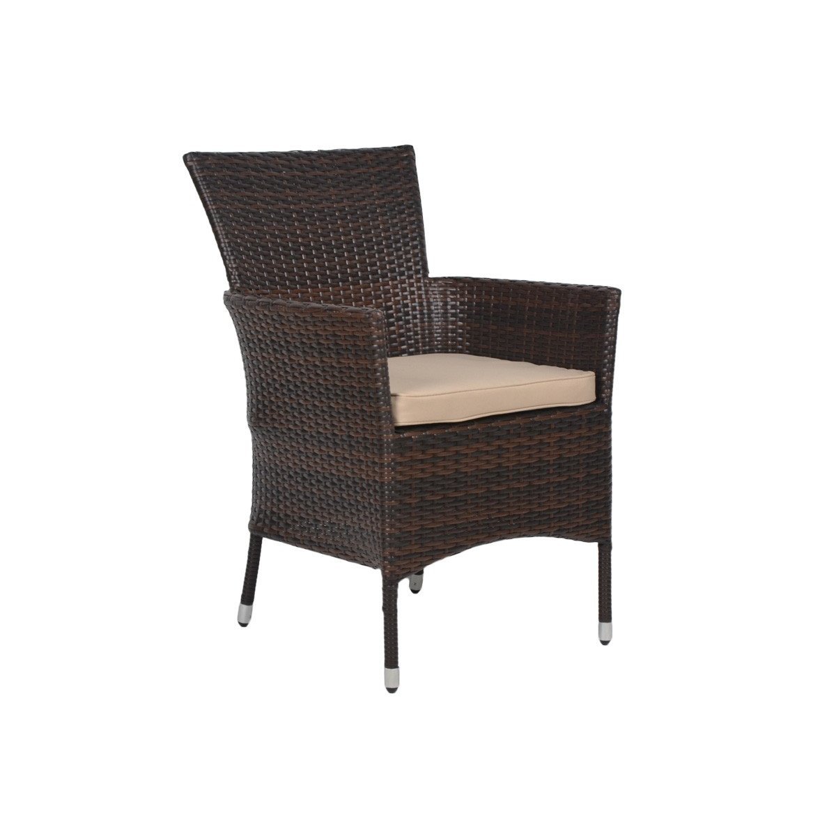 Πολυθρόνα «MAROCCO» wicker κήπου αλουμινίου σε χρώμα cappuccino 63x62x86