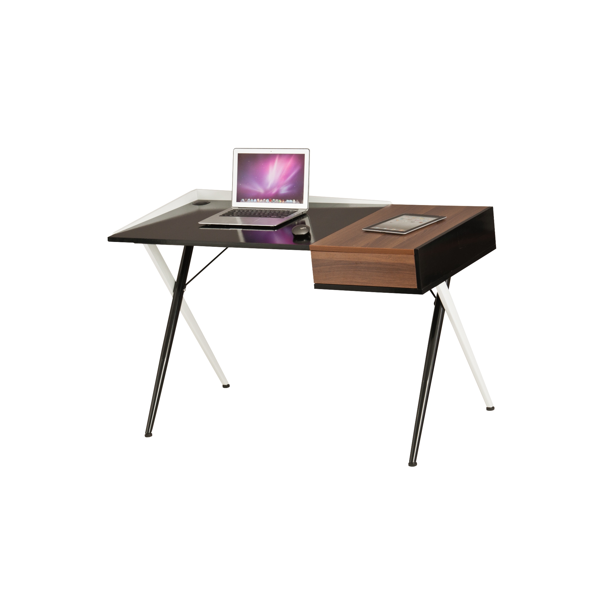 Γραφείο εργασίας σε χρώμα λευκό-μαύρο 125x60x79