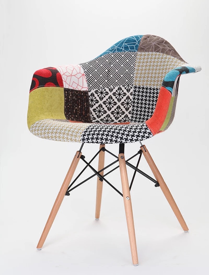 Πολυθρόνα «CARLITA» με ξύλινη βάση και ύφασμα patchwork 63x46x83