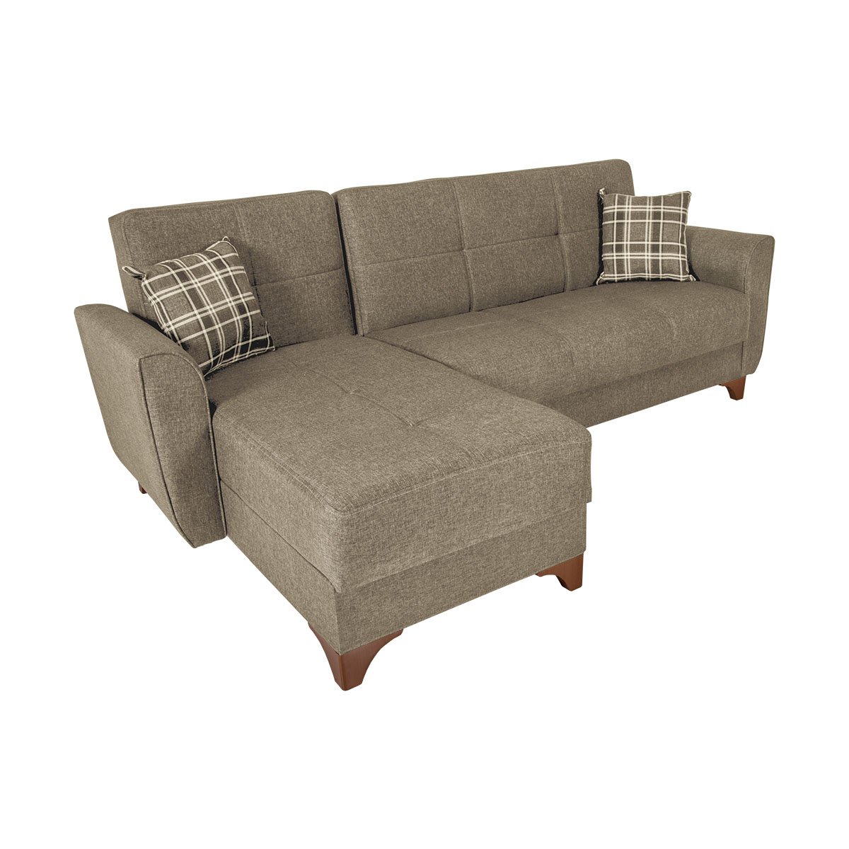 Γωνιακός καναπές-κρεβάτι “MANHATTAN” αναστρέψιμος με ύφασμα σε μπεζ χρώμα 240x145x90εκ.