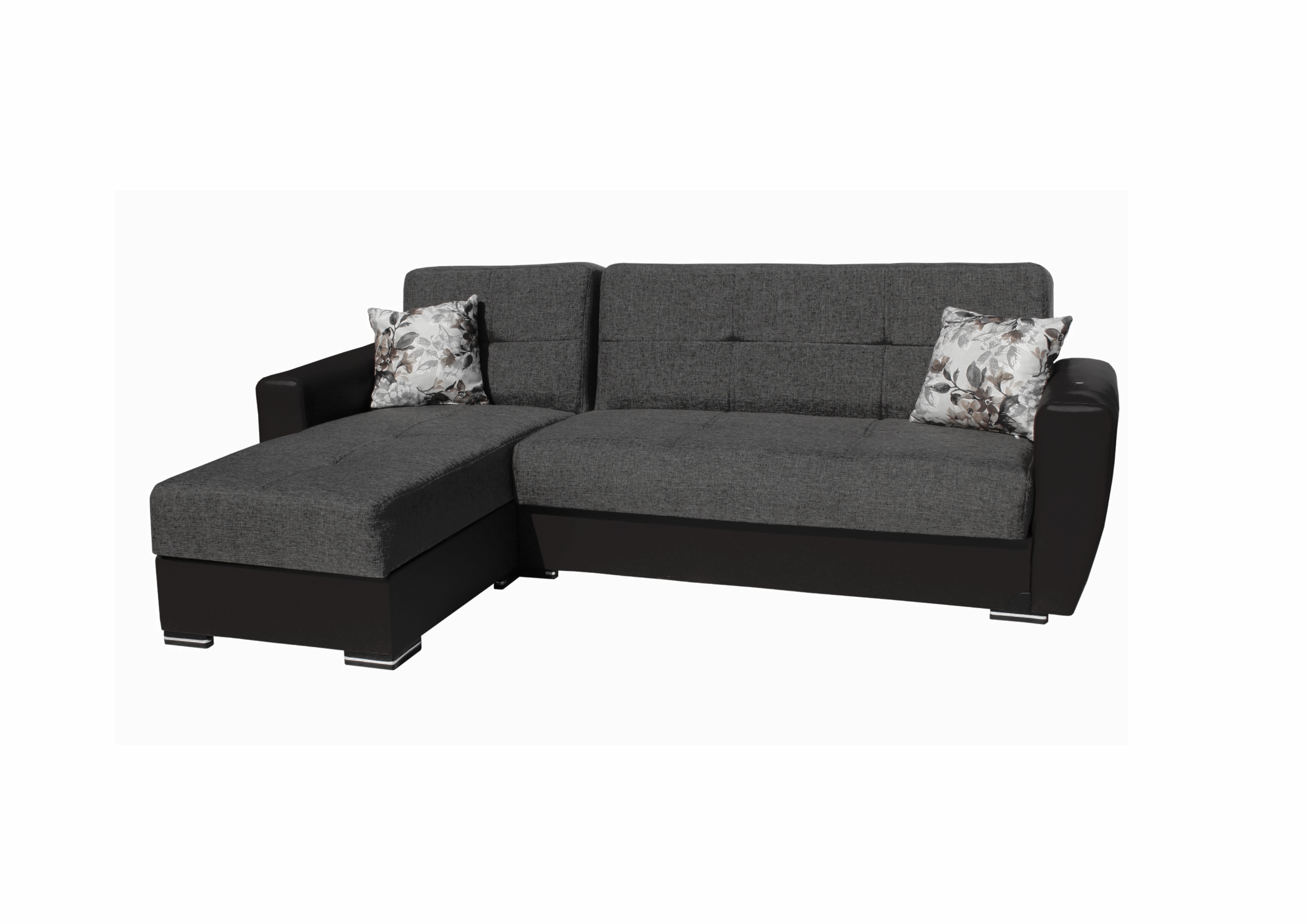 Καναπές-κρεβάτι γωνιακός "TORONTO" υφασμάτινος σε χρώμα γκρι 240x145x90