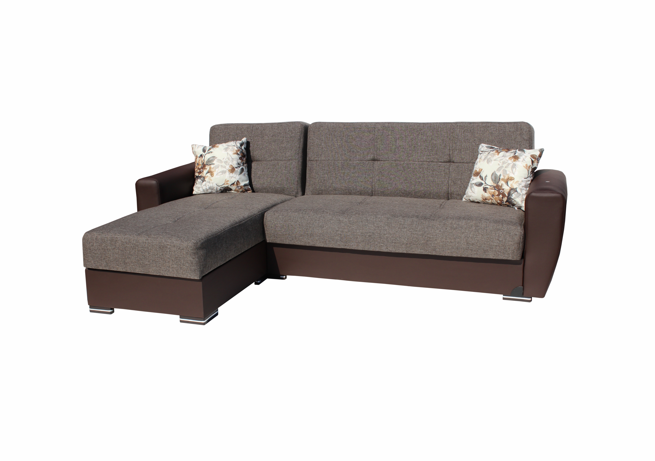 Καναπές-κρεβάτι γωνιακός "TORONTO" υφασμάτινος σε χρώμα καφέ 240x145x90