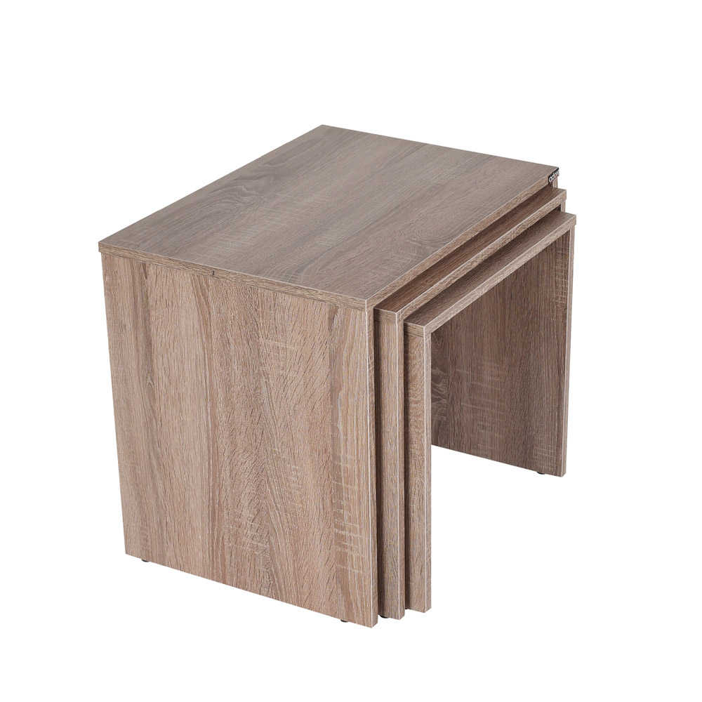 Τραπεζάκια ζιγκόν σετ 3τμχ σε χρώμα latte 55x40x45