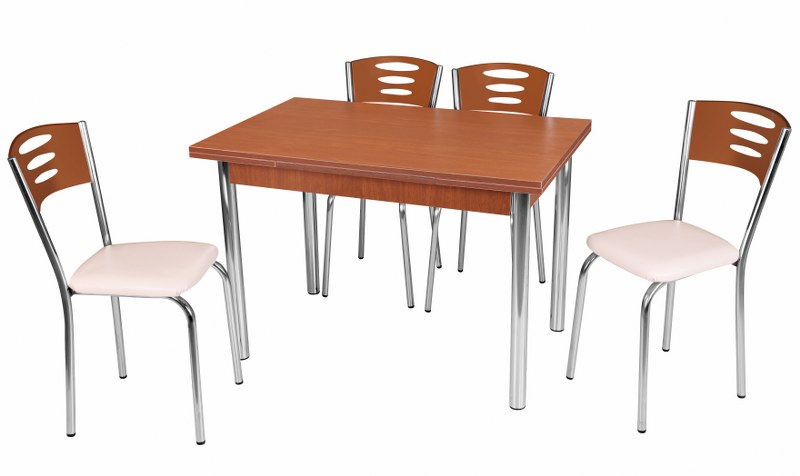 Σετ τραπεζαρίας “ROBY” 5 τμχ από MDF/μέταλλο σε χρώμα καρυδί 110x70x75