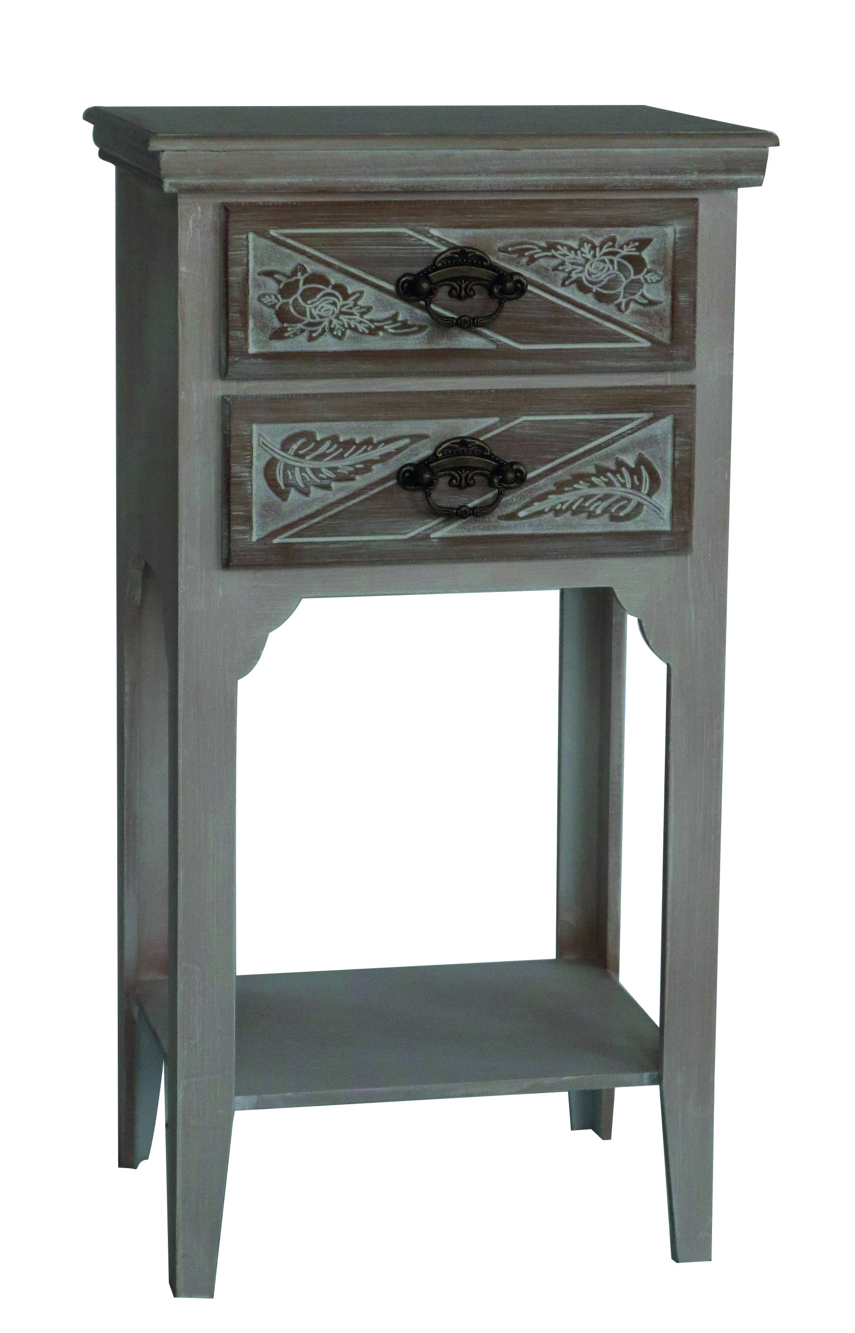 Βοηθητικό τραπέζι “MADY” σε χρώμα antique beige με επιφάνεια καφέ 37x27x69