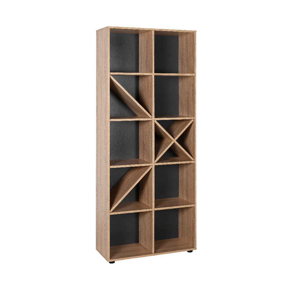 Βιβλιοθήκη με 5 ράφια σε χρώμα sonoma/μαύρο 75x30x188