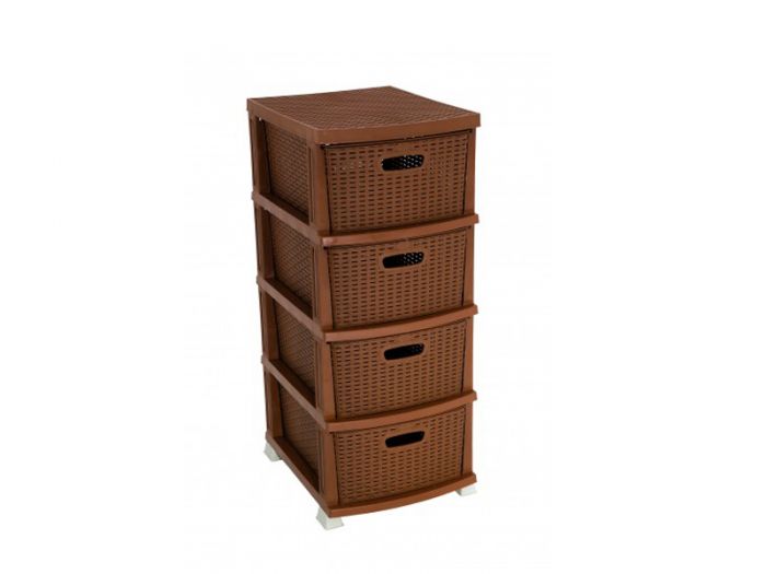 Συρταριέρα αποθήκευσης “RATTAN” σε χρώμα καφέ 38x47x92
