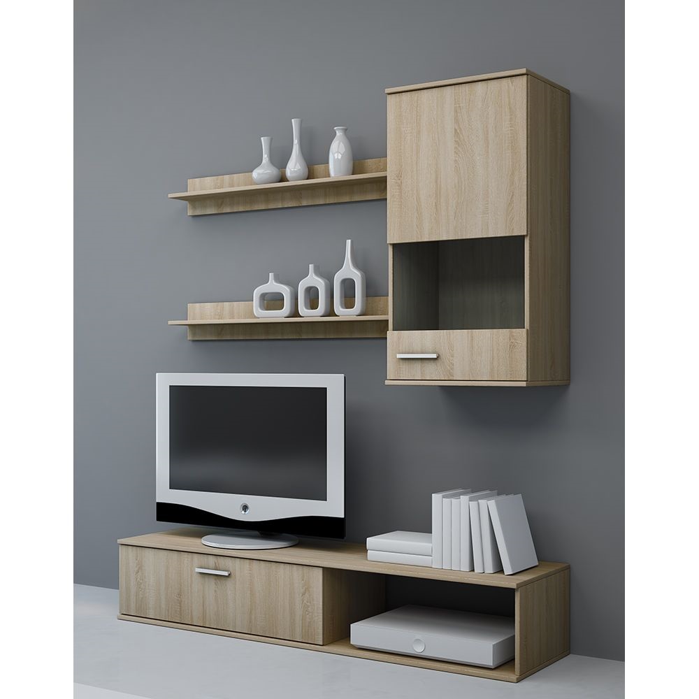 Σύνθεση τοίχου “ROLLINI” σε χρώμα σονόμα 150x36x170