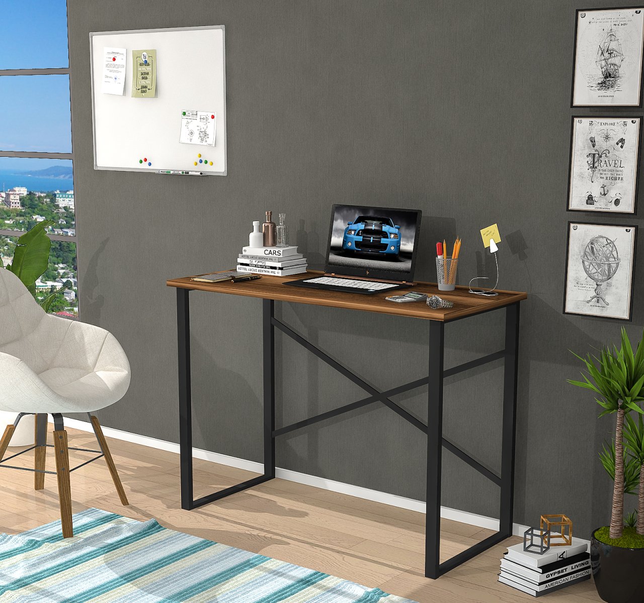 Γραφείο εργασίας “IOLI” σε χρώμα σκούρο καρυδί 90x45x72