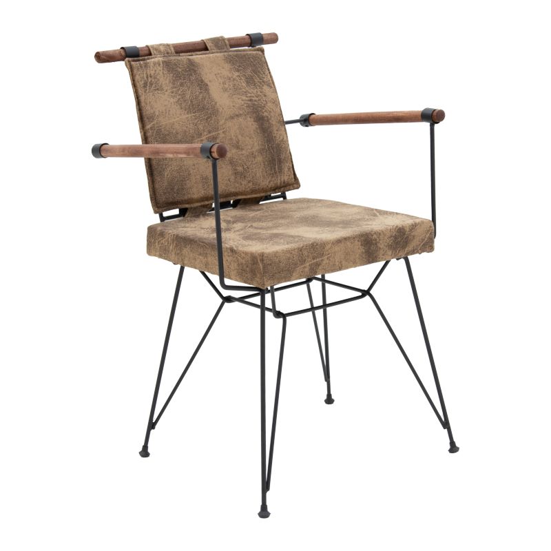 Πολυθρόνα “SUNNY” από μέταλλο/PVC σε χρώμα καφέ 53x57x80,5