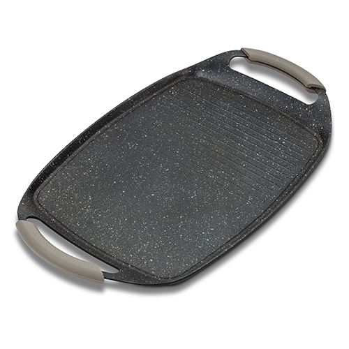 Πιατέλα-grill “NAVA” με σιλικόνη στις λαβές και αντικολλητική επίστρωση stone 47x29cm