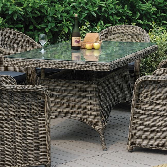 Τραπέζι "MONTANA" αλουμινίου από πλέξη wicker σε χρώμα γκρι-καφέ 160x90x75