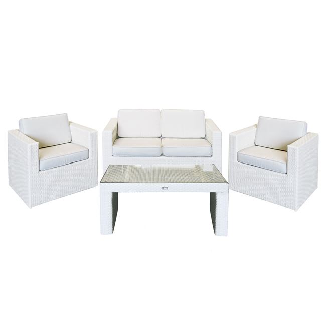 Σετ κήπου “BENEFIT” αλουμινίου-wicker σε χρώμα ice white 127x67x67