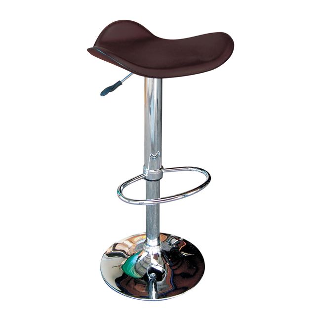 Σκαμπώ μπαρ “SADDLE” χρωμίου από τεχνόδερμα χρώματος καφέ 45x43x64/85