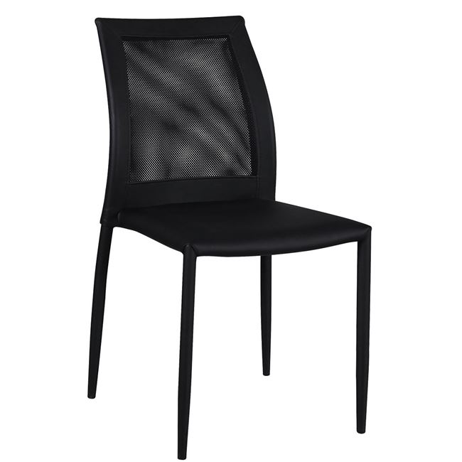 Καρέκλα “PARMΑ” τεχνόδερμα-mesh χρώματος μαύρο 44x58x89