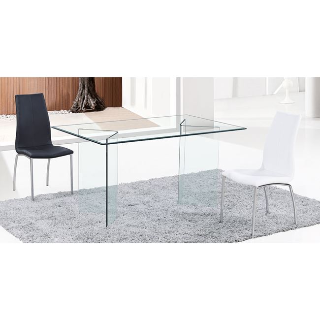 Τραπέζι φαγητού “GLASSER” με γυάλινη επιφάνεια 150x90x75