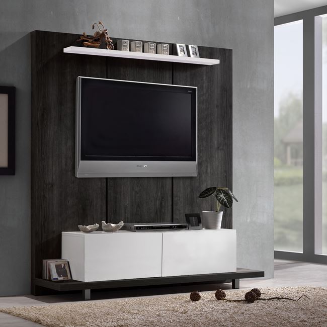 Έπιπλο τηλεόρασης “LIFE TV Wall” σε μαύρο δρυς-λευκό χρώμα 160x46x175