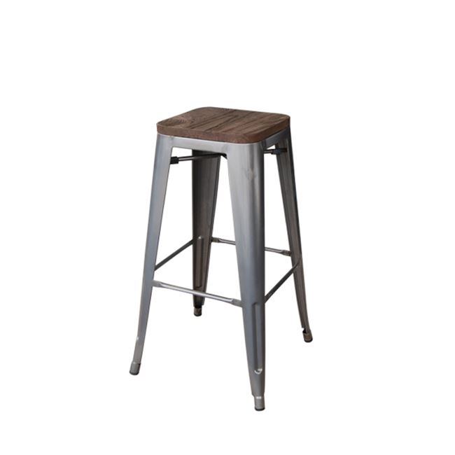 Σκαμπώ “RELIX WOOD” μεταλλικό σε ασημί χρώμα 43x43x76